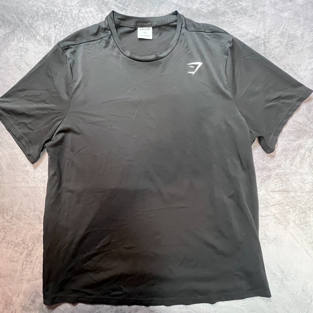 Gymshark Arrival T-Shirt Mens 2XL Black Heat Sealed Logo Crew Neck Gym Tee